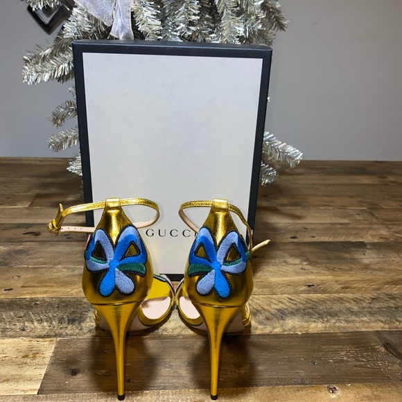 Gucci Ophelia Floral Leather Sandals - Picture 6 of 8